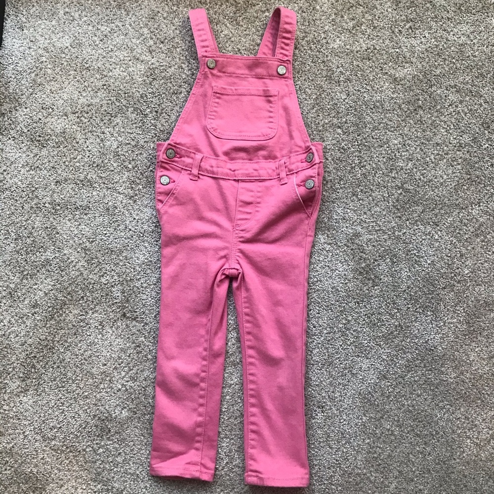 Gap pink denim overalls 3T